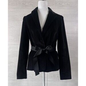 Guess Women's 10 Black Velvet Lapel Cotton Stretchy Blazer Jacket